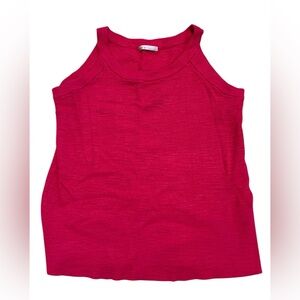 Kaily K Ribbed Knit High-Neck Tank Top - Hot Pink - Size L